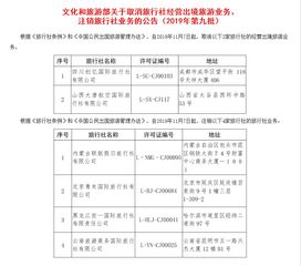 文化和旅游部注銷四川創億、山西大唐旅行社出境旅游業務